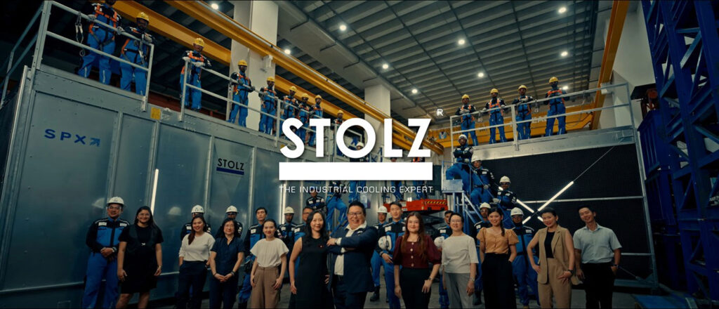 Stolz Engineering team in front of SPX cooling tower equipment
