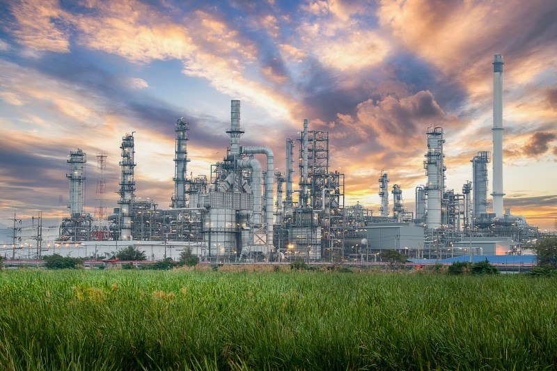 Singapore Refining Company refinery at sunset
